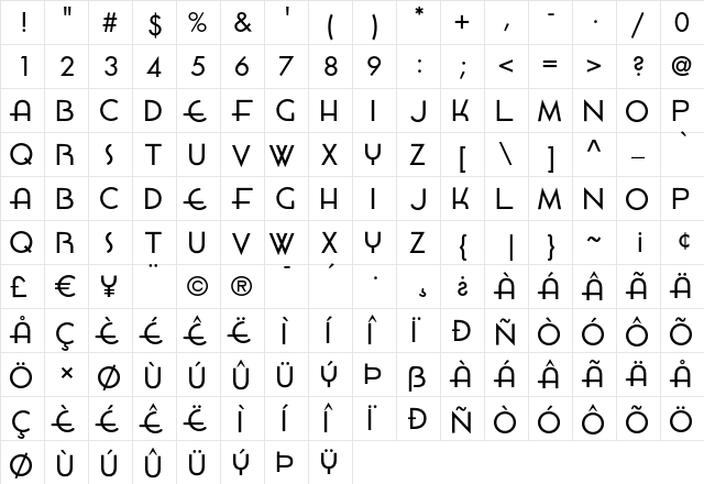 HamburgerSandwitch Regular  glyph index