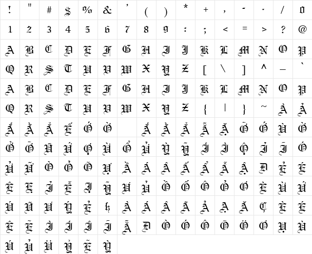 VPS Kontum Hoa Normal  glyph index