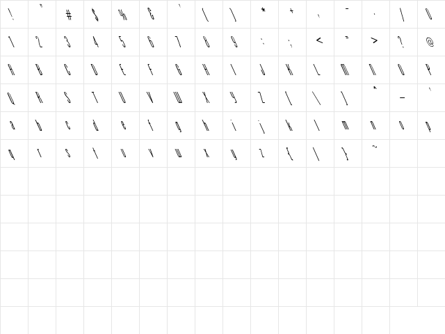 Venus-Normal Extreme Lefti Regular  glyph index