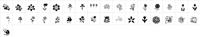 KR Blossoms 1 Regular  glyph index