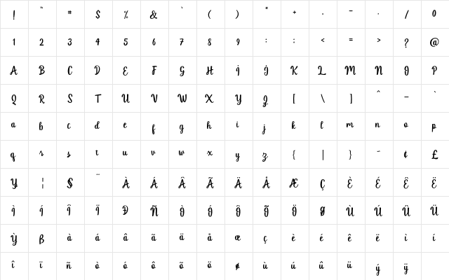 jellyfish Regular  glyph index