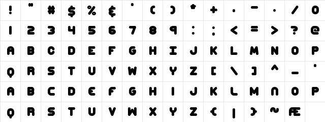 Corpulent Caps BRK Regular  glyph index