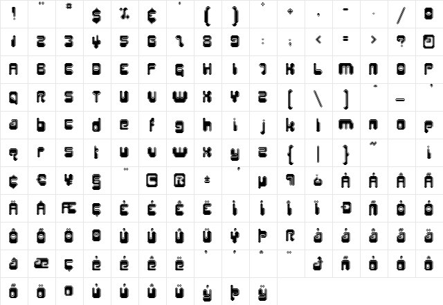 HiroSharp Outline  glyph index