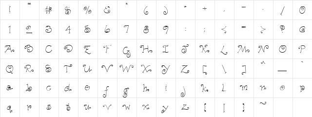 Lindsay Swirls Regular  glyph index