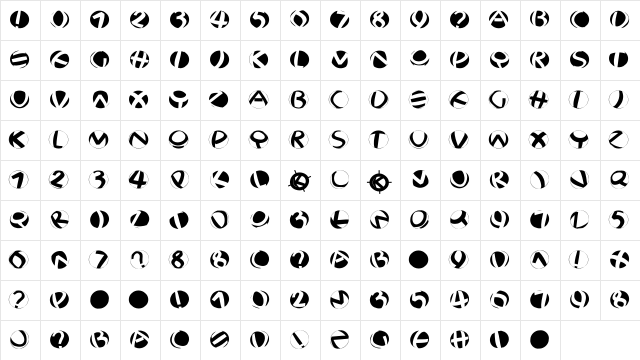 JonasFragmentsRound Regular  glyph index