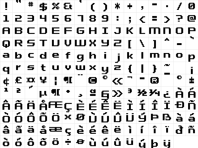UF PT Factus Bold Regular  glyph index