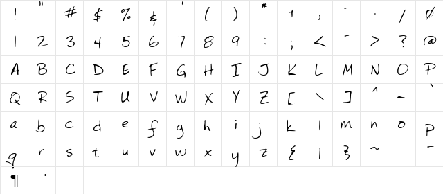 Julie Regular  glyph index