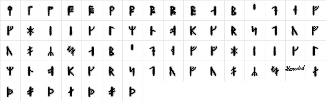 Yggdrasil Runic Regular  glyph index