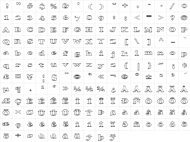 FZ ROMAN 32 HOLLOW EX Normal  glyph index