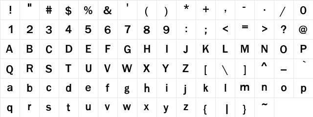 SW Crawl Body Regular  glyph index