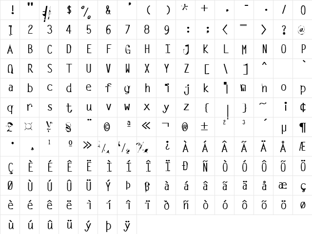 Leak Regular  glyph index