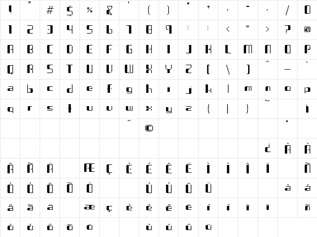 Virus 53X Regular  glyph index
