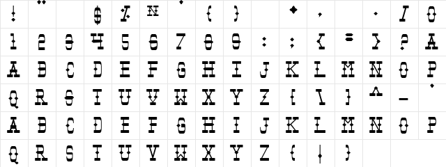 Fifty Fifty Regular  glyph index