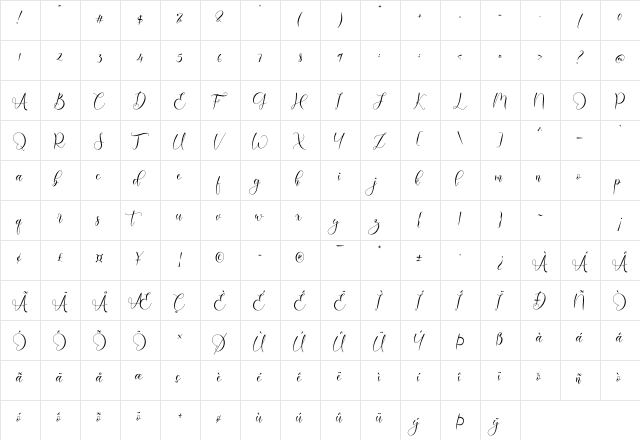 Richgole Regular  glyph index
