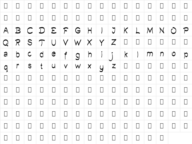 Quilty Demo Regular  glyph index