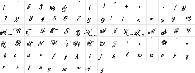 Hawaii Lover Regular  glyph index