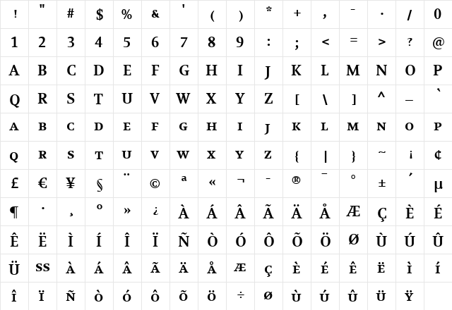 EnigmaSC Regular  glyph index