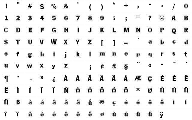 NewsGotTBolIn1 Regular  glyph index