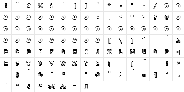 URWPrinzIniD Regular  glyph index