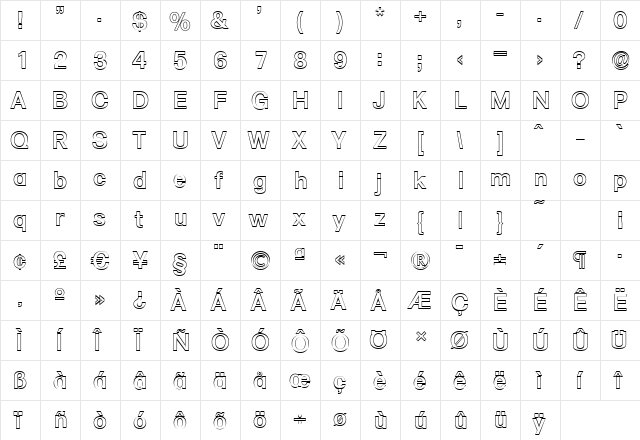 AdamBeckerOutline-Medium Regular  glyph index