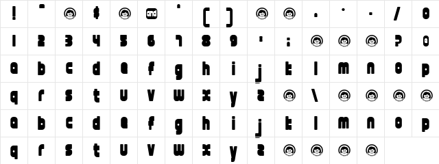 font twelve good fatty Regular  glyph index