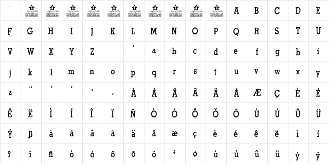 North Shore Personal Use Regular  glyph index