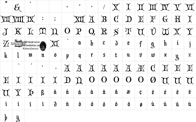 Christmas Card II  glyph index