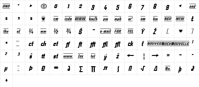 CaseStudyNoOne LT Black Italic  glyph index