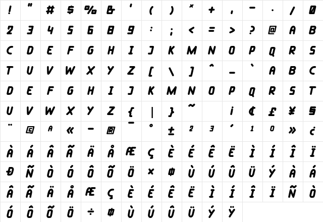 Taylorsit Regular  glyph index