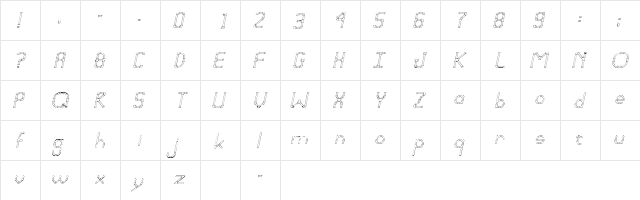 PVCSSK Italic  glyph index