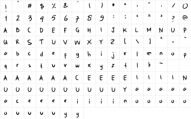 Hanabara Regular  glyph index