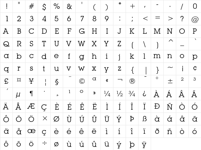 ITC Lubalin Graph Book  glyph index