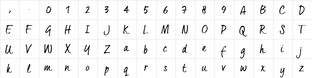 Quintus_TRIAL Regular  glyph index