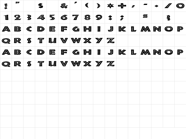 Love Hurts 2 Regular  glyph index
