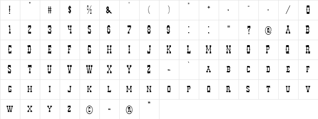 Decree Art Two Regular  glyph index