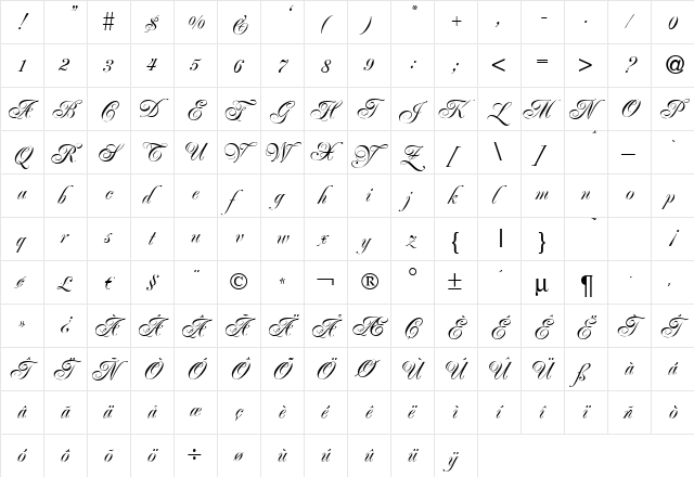 PoemRenaissance Regular  glyph index