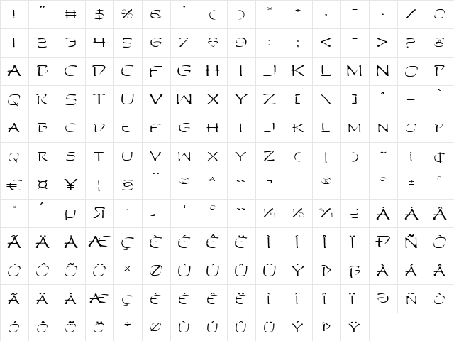Perdition Expanded Expanded  glyph index