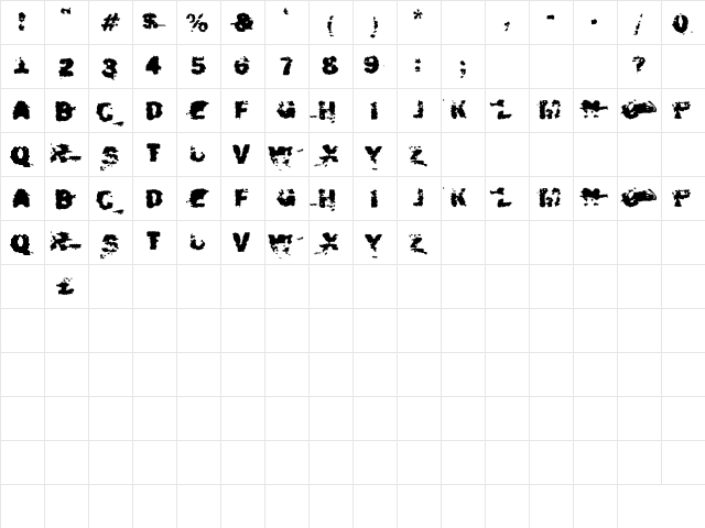 Xposed Regular  glyph index