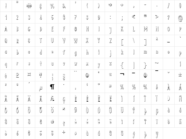 Plakat_1 Shadow DB Normal  glyph index