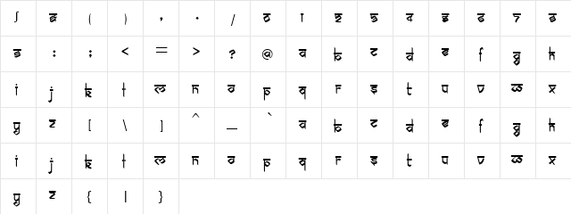 biling mi marathi Regular  glyph index