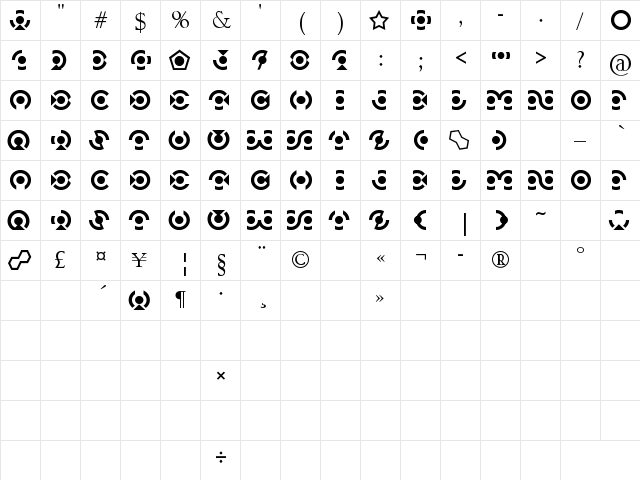 Discus Regular  glyph index
