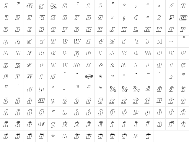 Lifeforce Outline Italic Outline Italic  glyph index