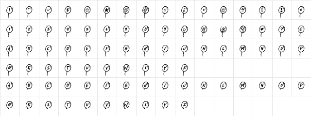 Balloony Type Regular  glyph index