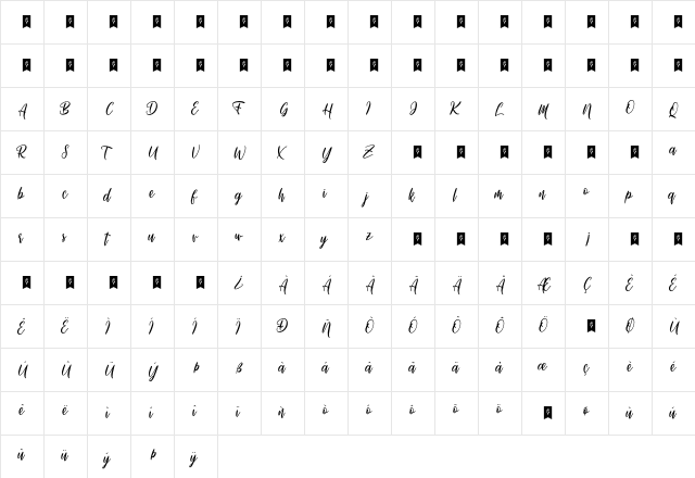 Michellate Regular  glyph index