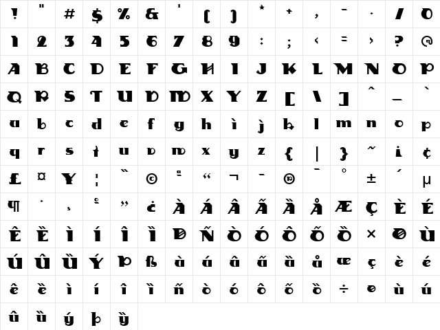 LTDharma Medium  glyph index