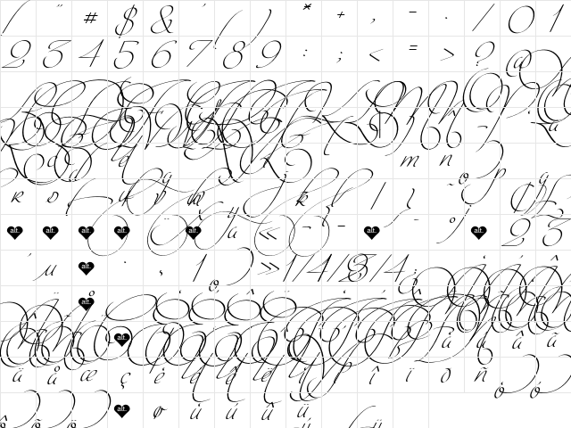 Intima Script Three Regular  glyph index