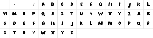 Calligraphr Regular  glyph index