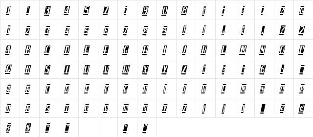 spanky's b blanco italico regular  glyph index