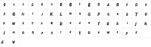 WreckingBawl Regular  glyph index