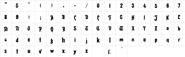 Thalia Normal  glyph index